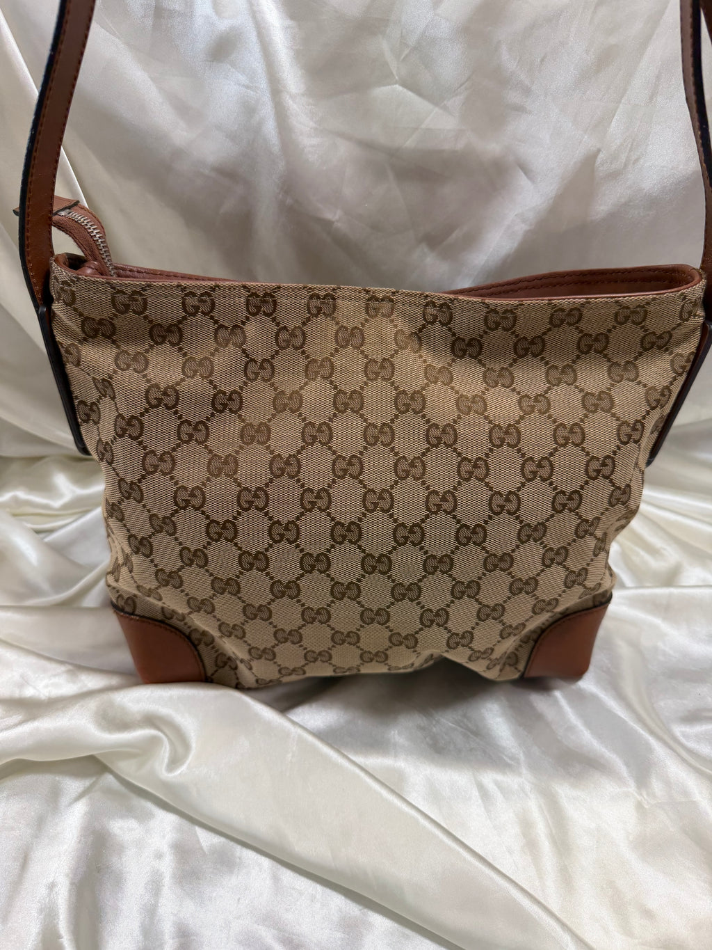 Gucci Monogram Canvas Web Loop Messenger Crossbody Sling