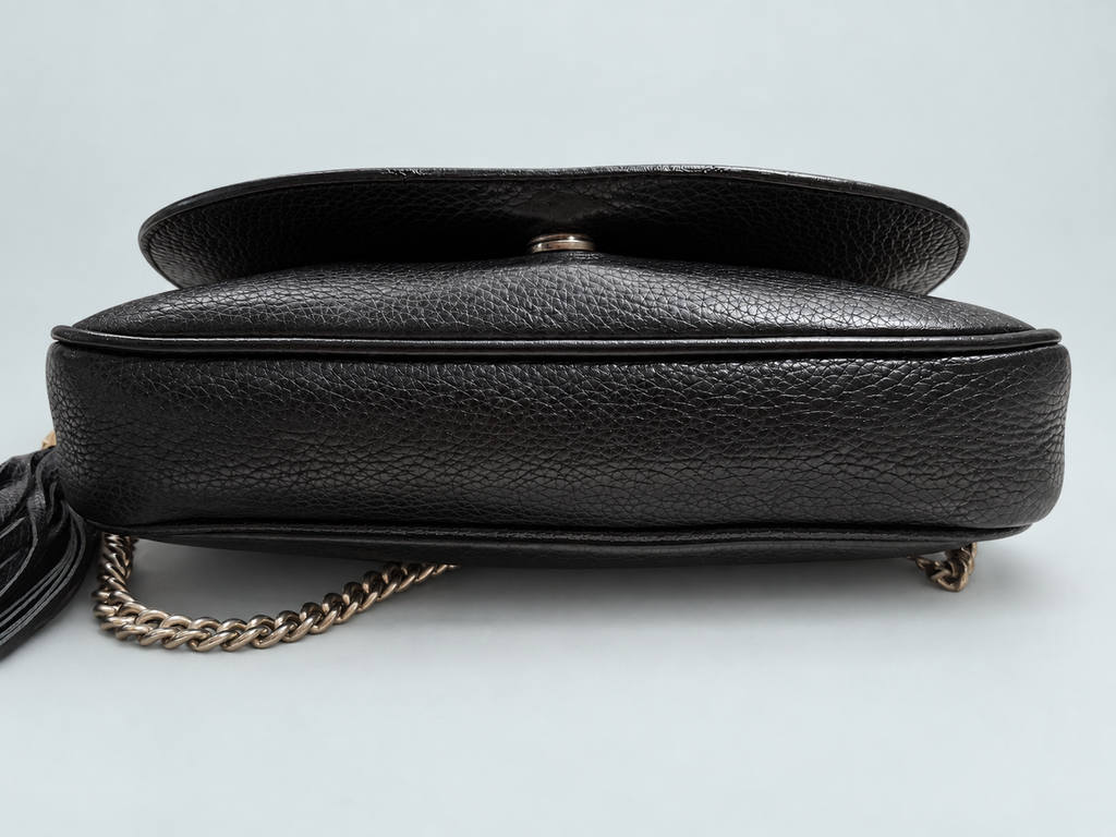 Gucci Soho Pebbled Leather Flap Messenger Crossbody