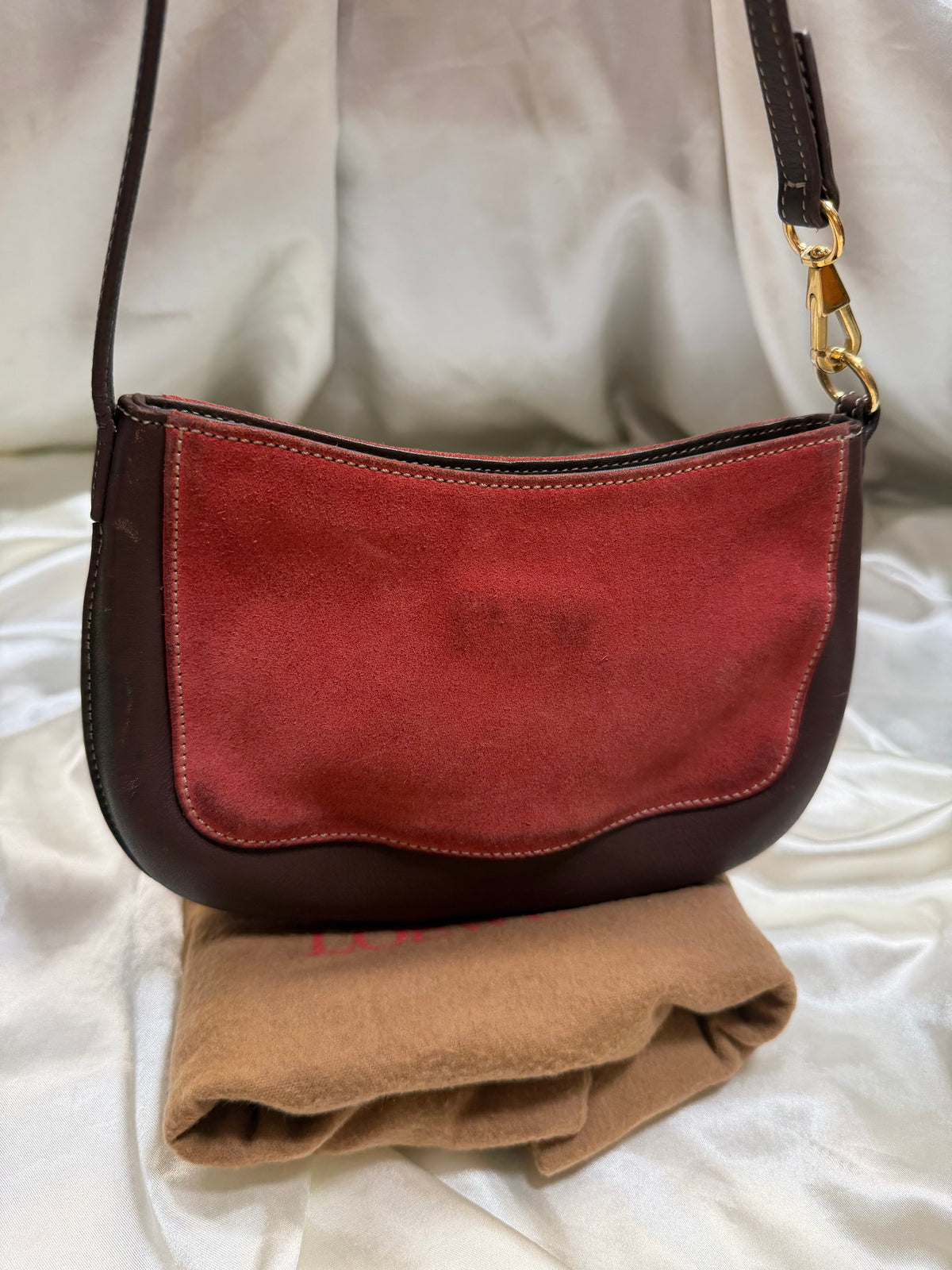 Loewe Suede Anagram Pochette Mini Hobo Shoulder Bag