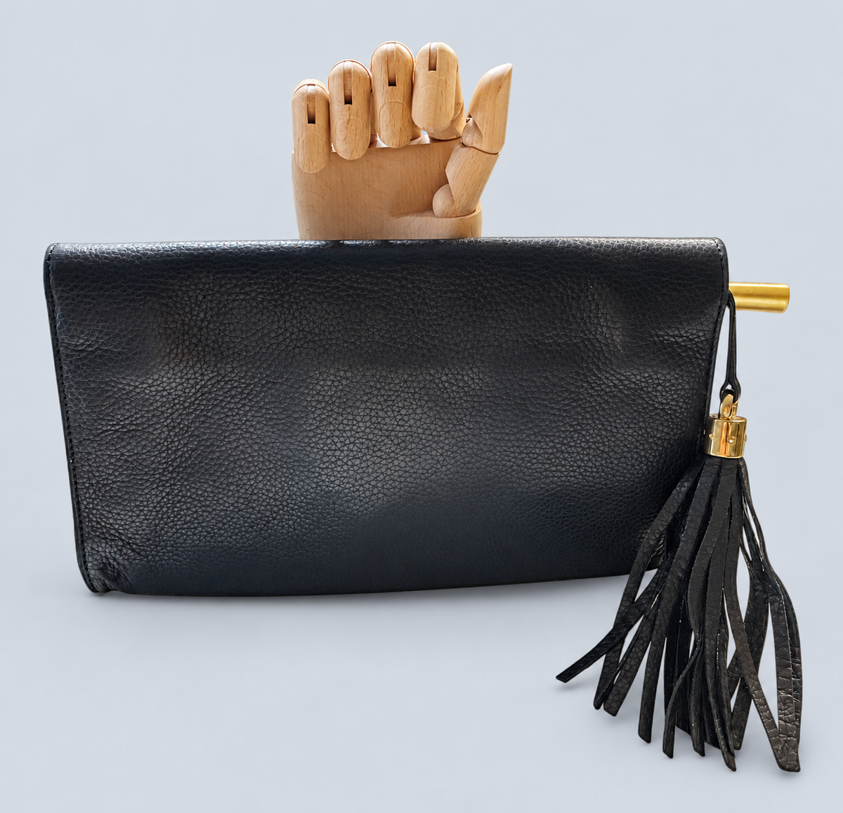 Gucci Soho Tassel Clutch Pouch Flap in Black