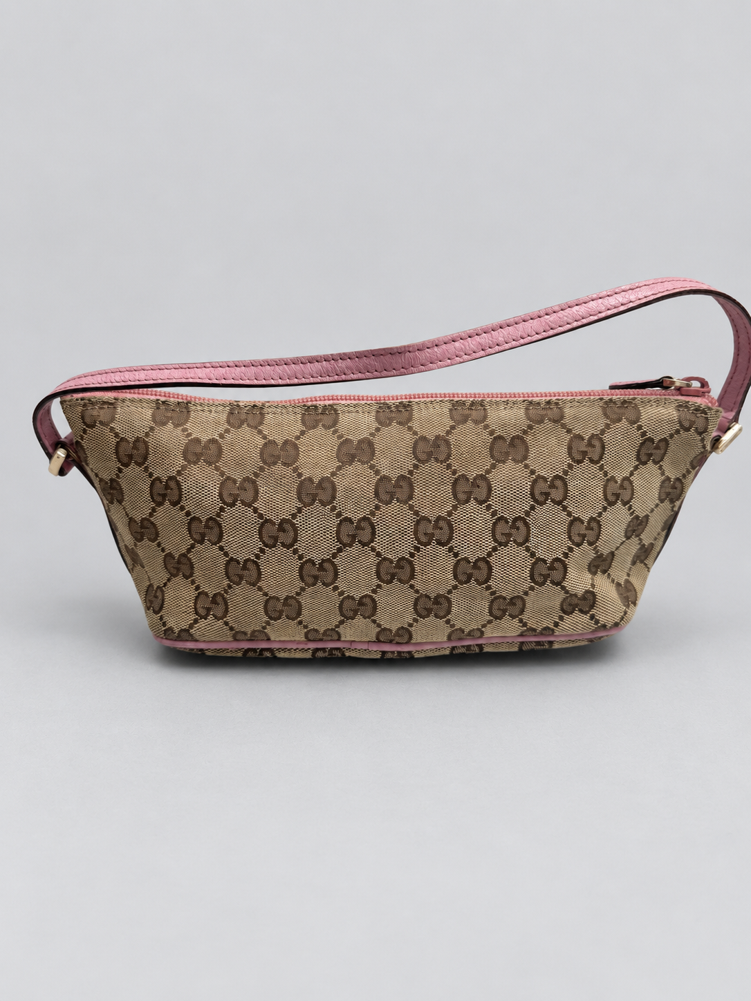 Gucci Monogram Canvas Boat Pochette Zipper Hobo Shoulder Bag