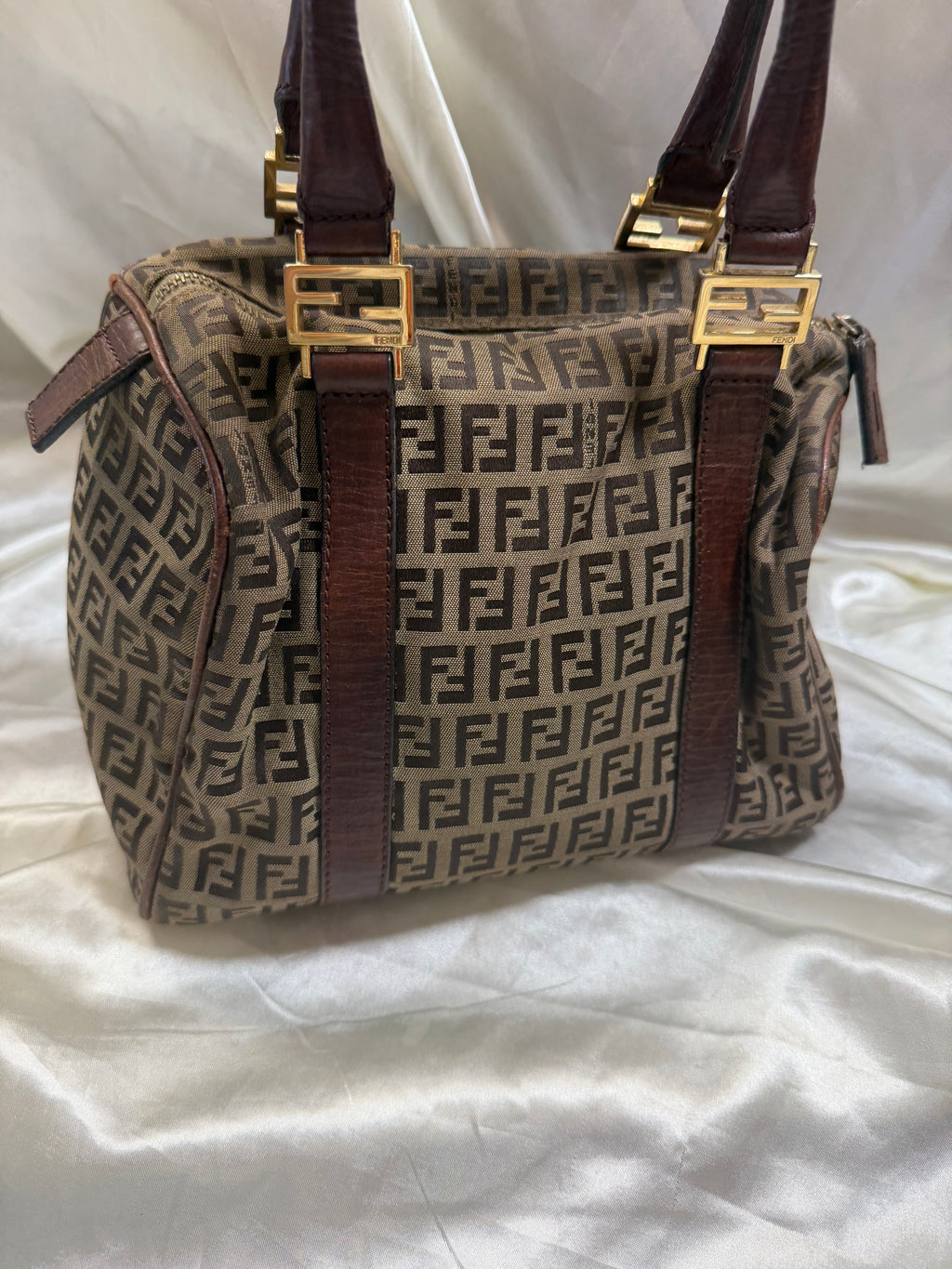 Fendi Zucca Boston Bowler Satchel