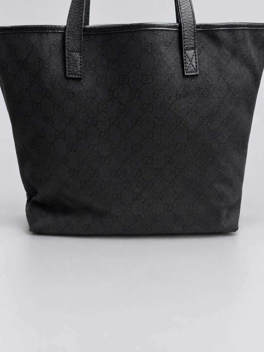 Gucci Monogram Denim Canvas Large Tote Interlocking Logo Charm