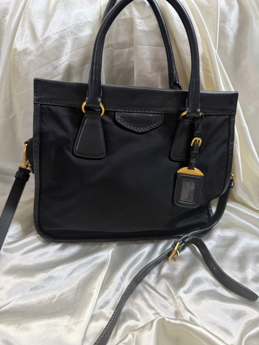 Prada Nylon Tessuto Soft Calf Crossbody Sling