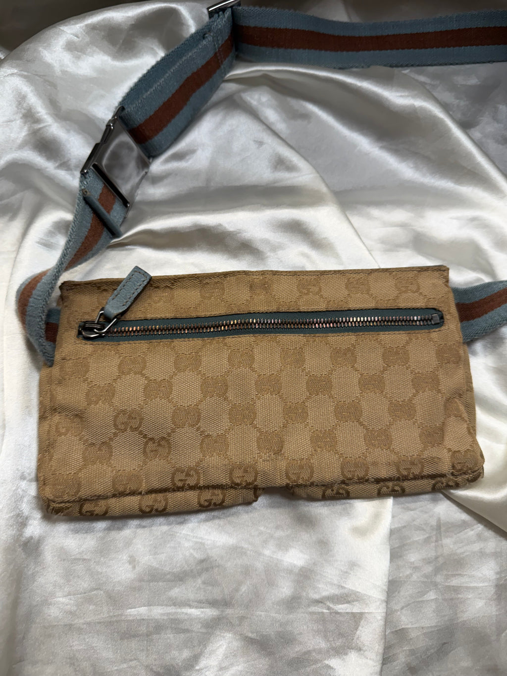 Gucci Monogram Canvas Web Strap Waist Bum Bag