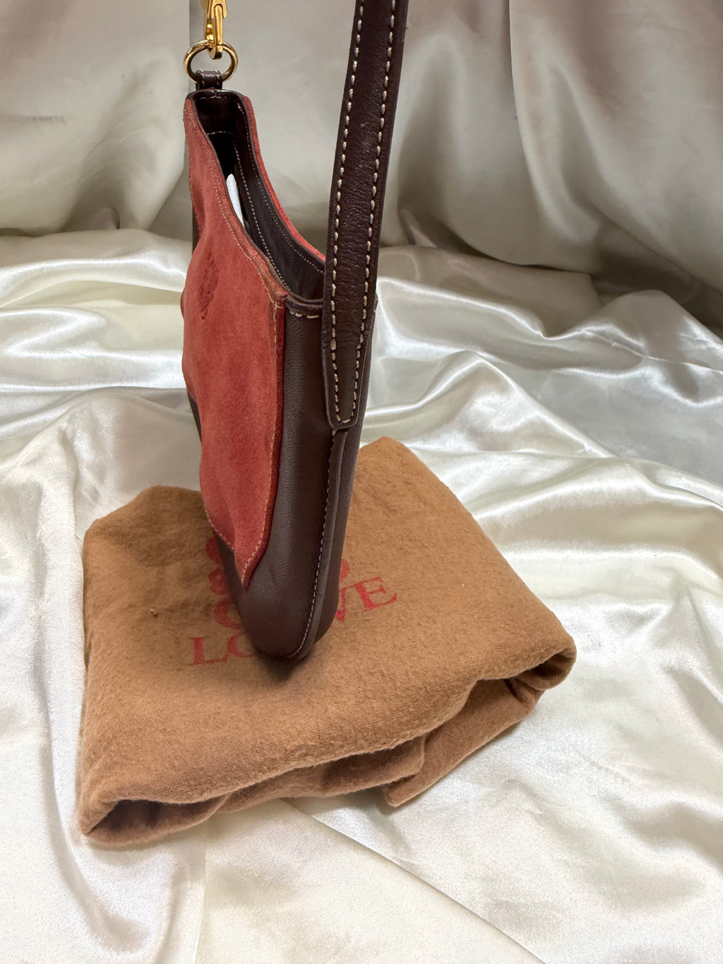 Loewe Suede Anagram Pochette Mini Hobo Shoulder Bag