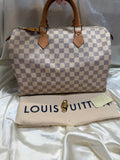 Louis Vuitton Damier Azur Speedy 35 Boston Satchel