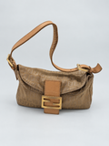 Fendi Zucchino Baguette Double Flap Hobo