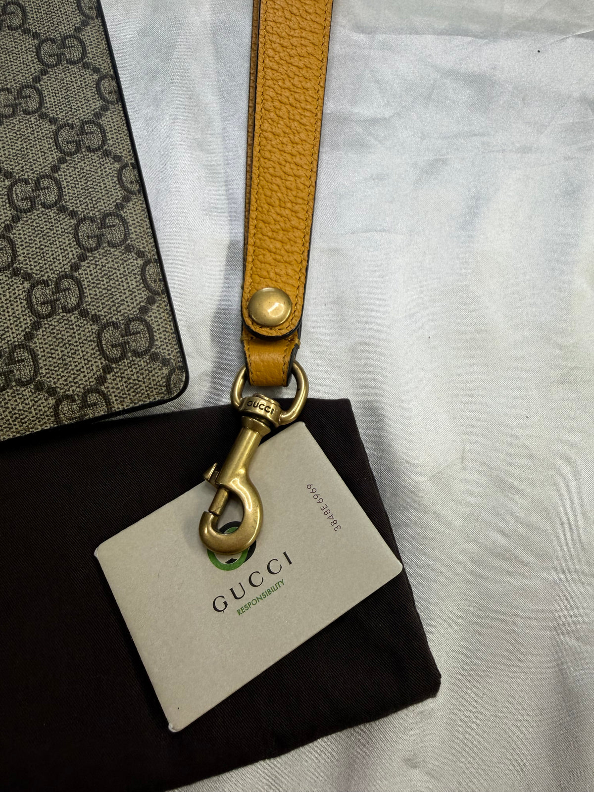 Gucci Supreme Plus Monogram Canvas Neo Wristlet Pouch Clutch