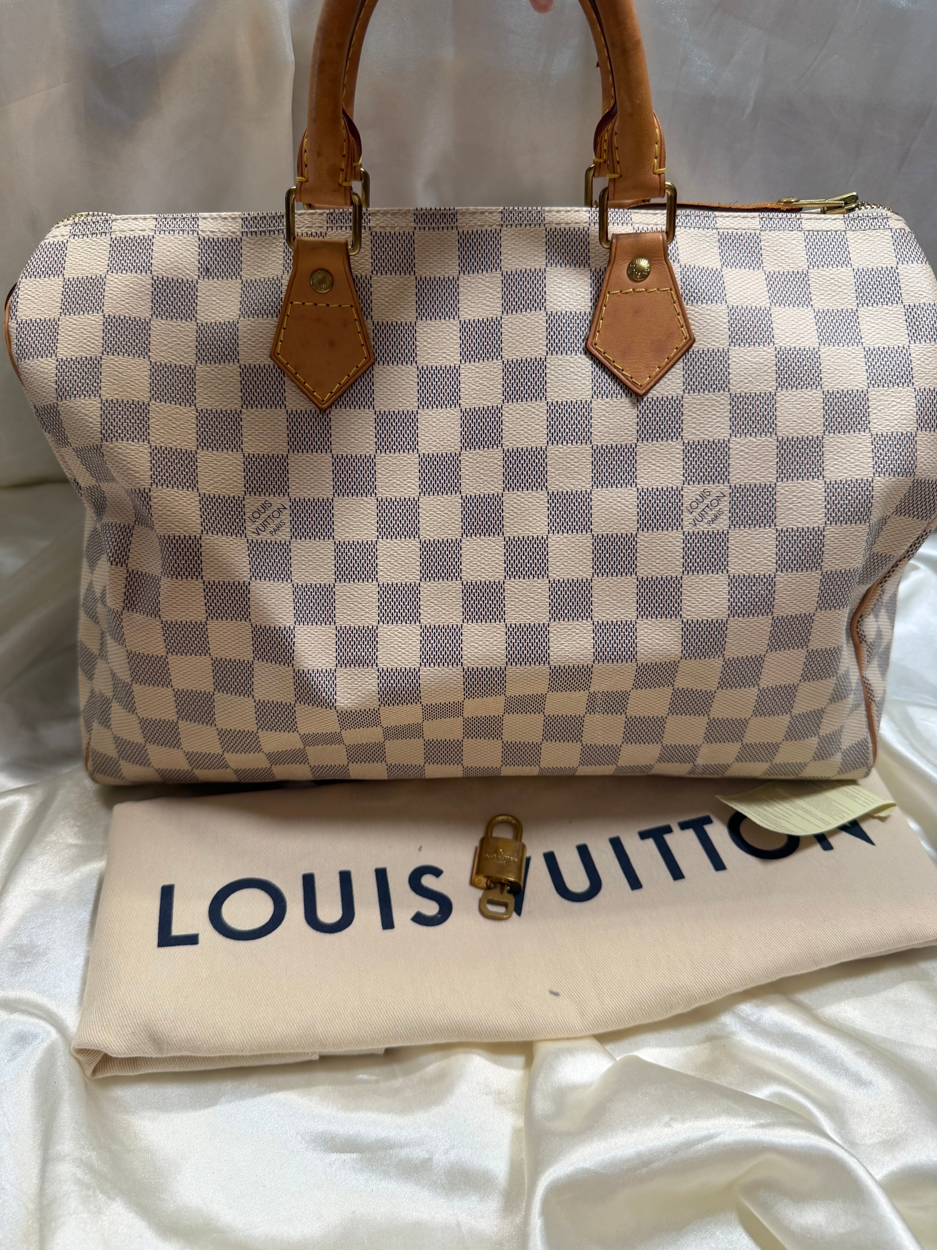 Louis Vuitton Damier Azur Speedy 35 Boston Satchel