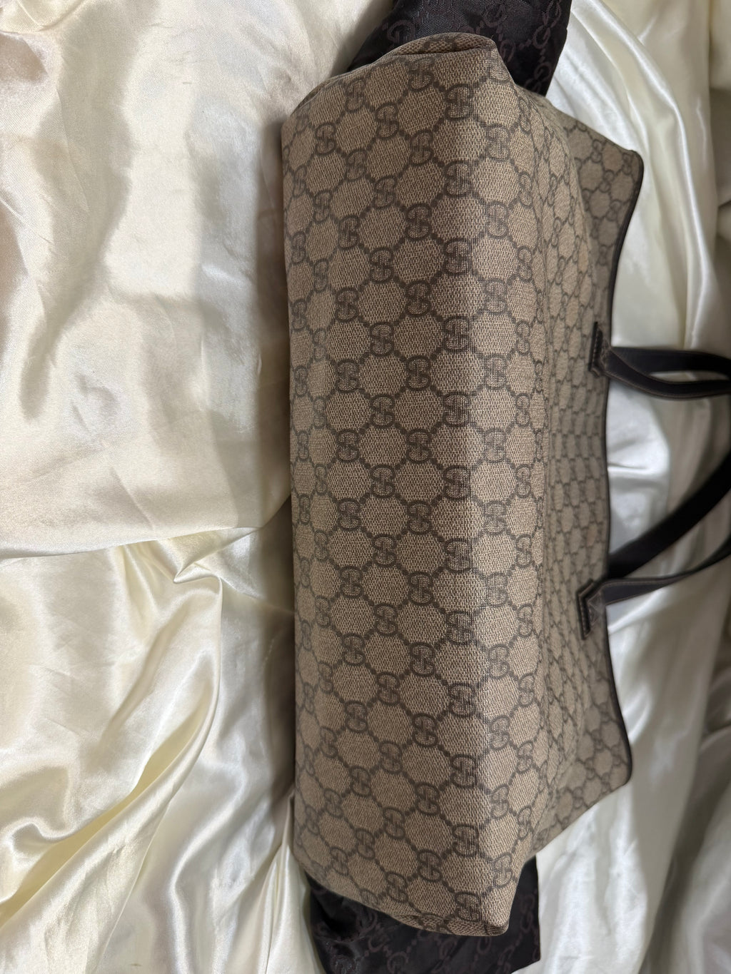 Gucci Monogram Supreme Plus Zipper Tote Medium Shoulder Bag