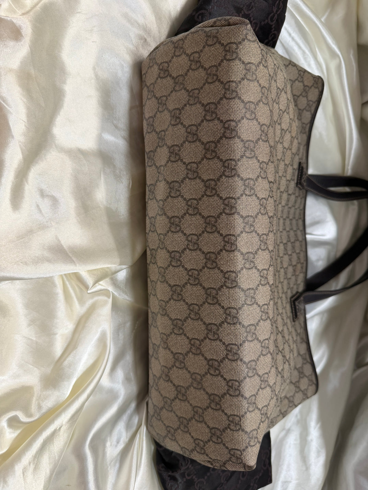 Gucci Monogram Supreme Plus Zipper Tote Medium Shoulder Bag