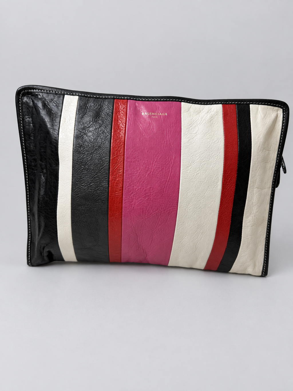 Balenciaga Striped Zipper Clutch Bazaar
