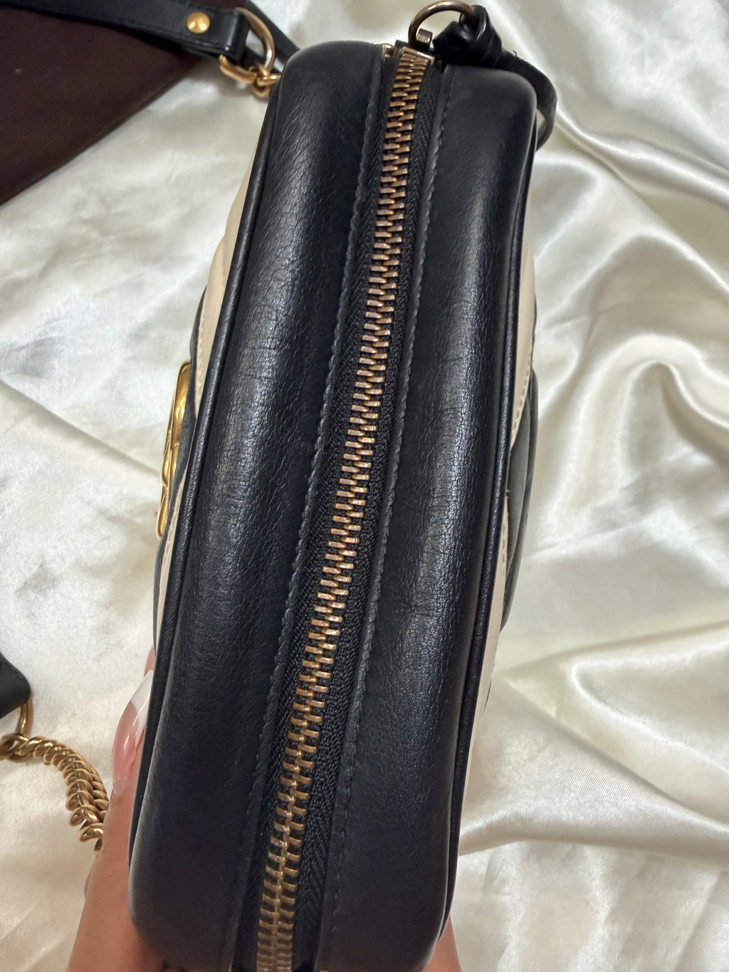 Gucci Marmont Chevron Quilted Mini Camera Bag Crossbody