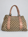 Gucci Monogram Canvas Bamboo Bar Tote Shoulder Bag