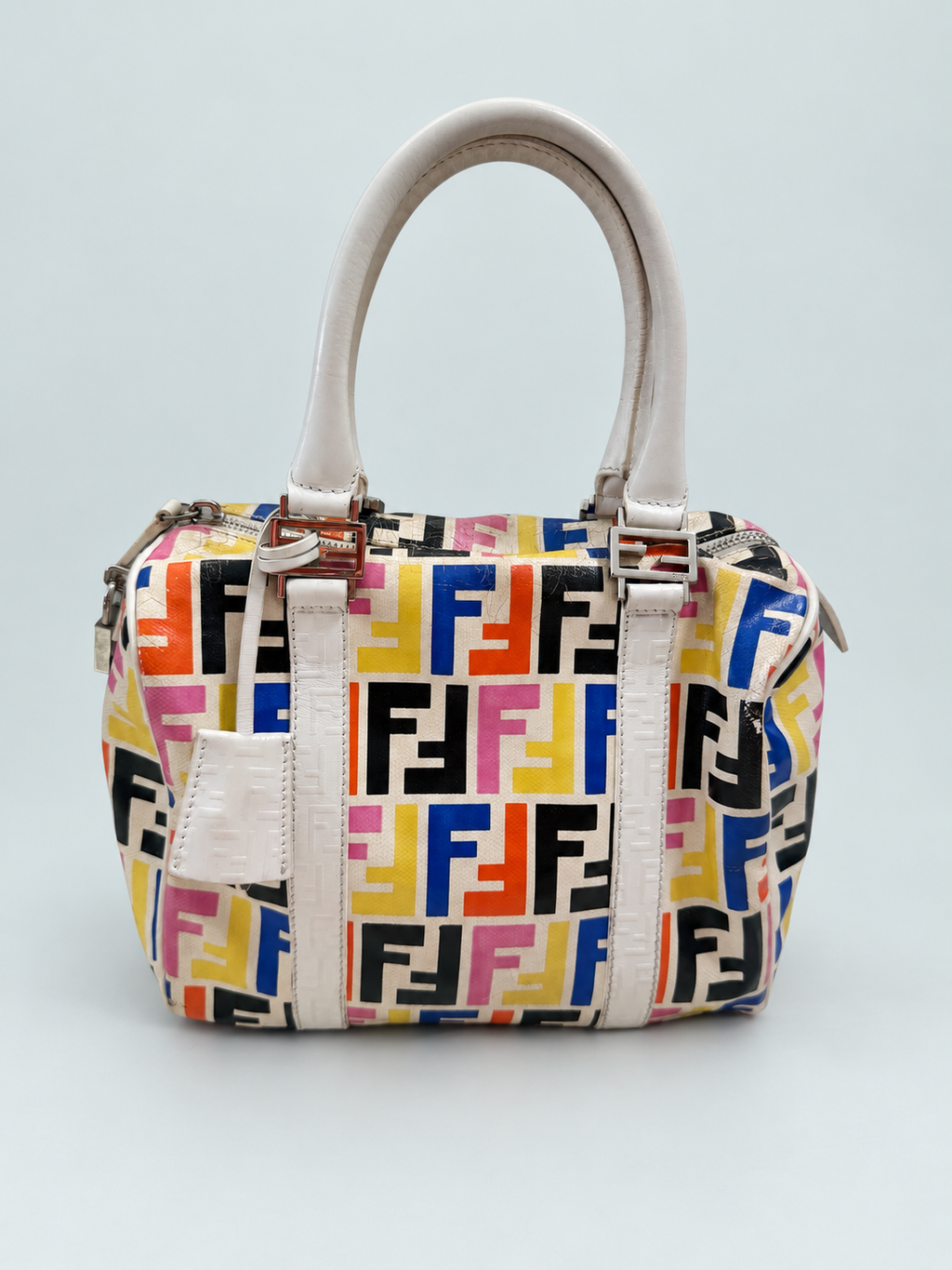 Fendi Zucca Spalmati Boston Bowler Satchel