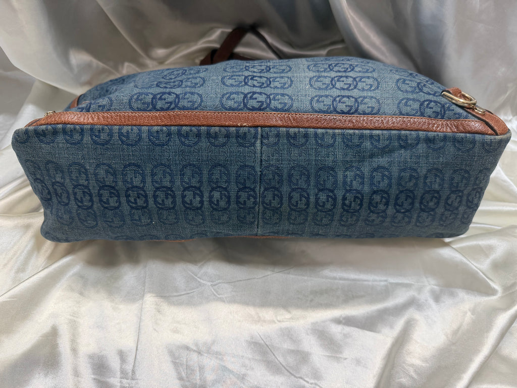 Gucci Abbey D-Ring Tote Denim Shoulder Bag
