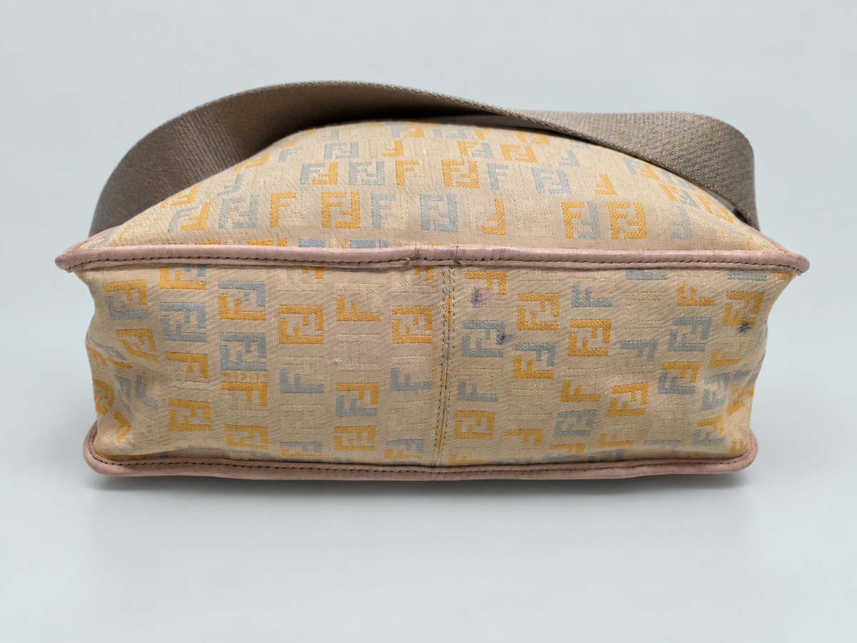 Fendi Zucchino Canvas F Charm Messenger Crossbody
