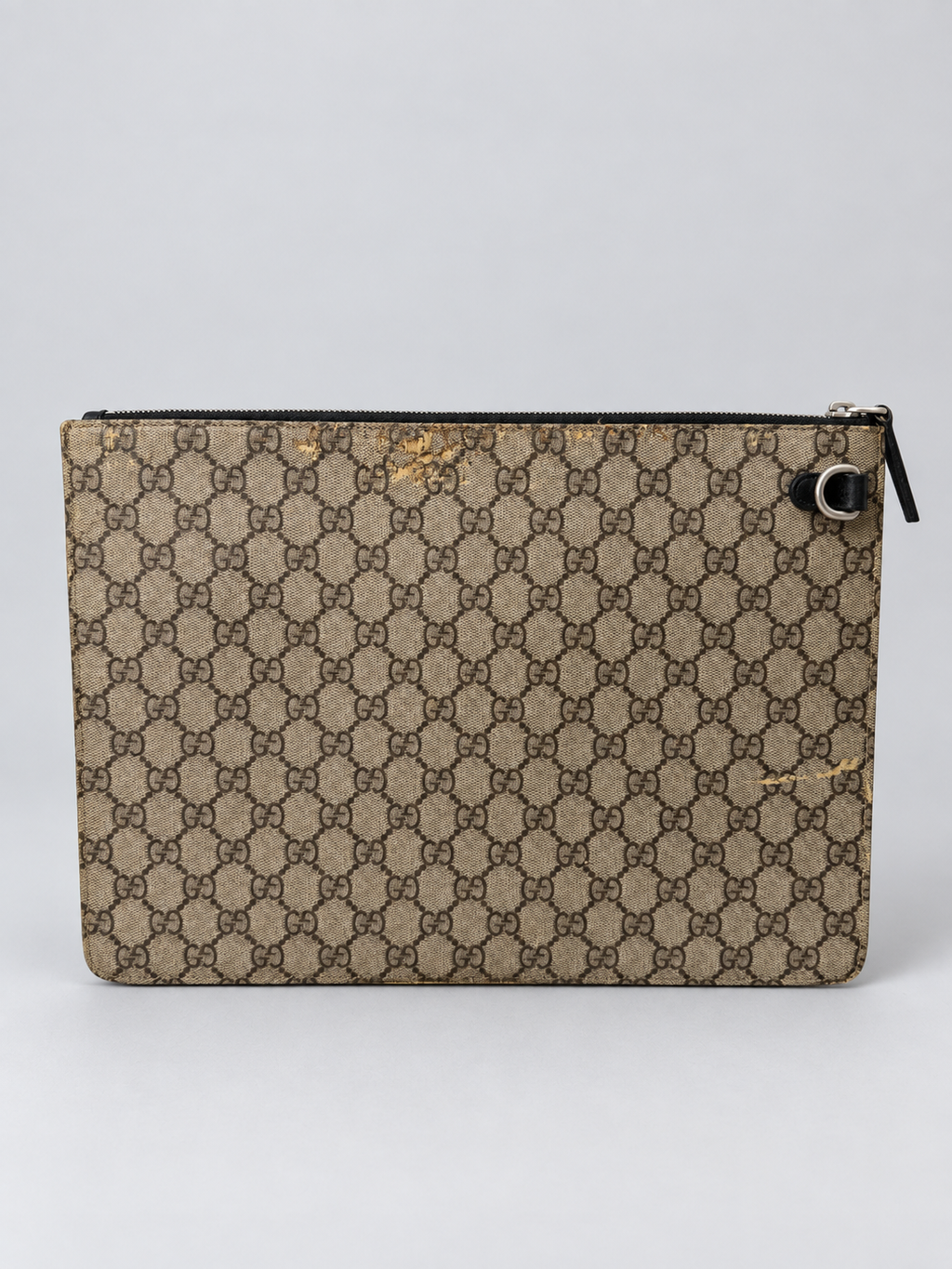 Gucci Monogram Supreme Slim Messenger Web Clutch