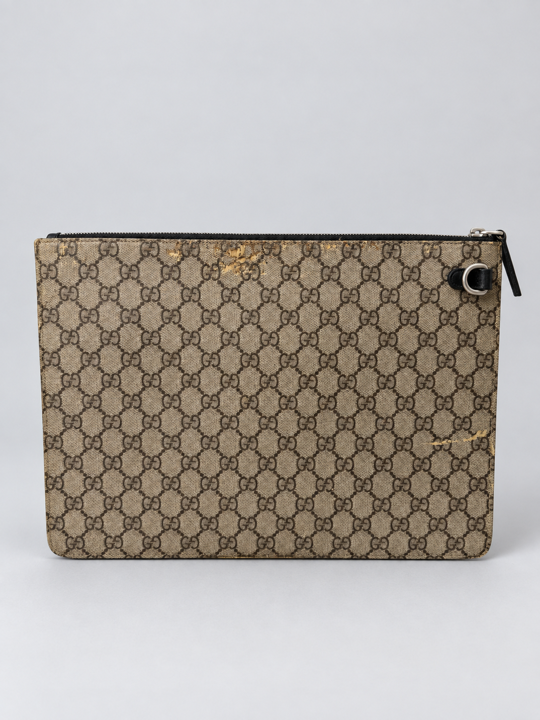 Gucci Monogram Supreme Slim Messenger Web Clutch