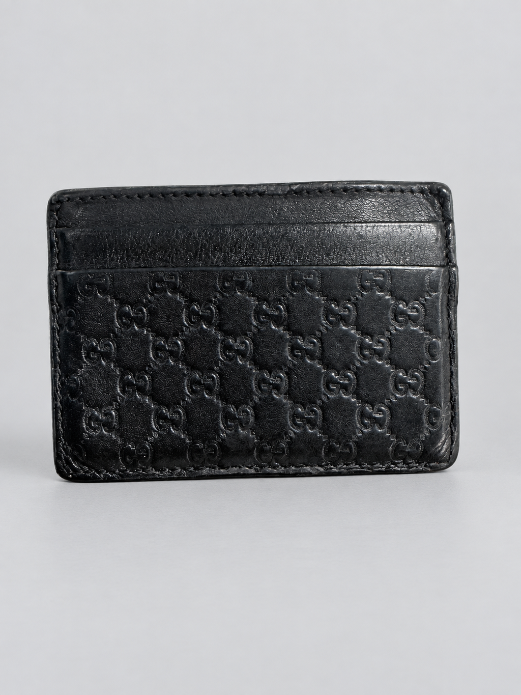 Gucci Microguccissima Card Holder Pebbled Leather in Black