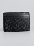 Gucci Microguccissima Card Holder Pebbled Leather in Black