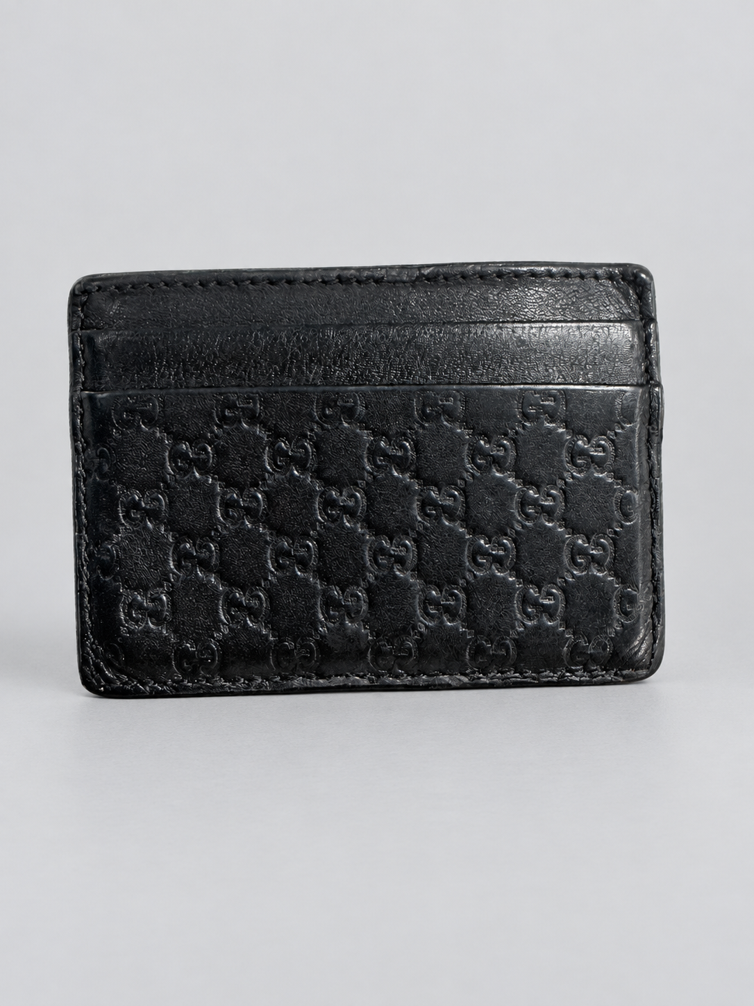 Gucci Microguccissima Card Holder Pebbled Leather in Black