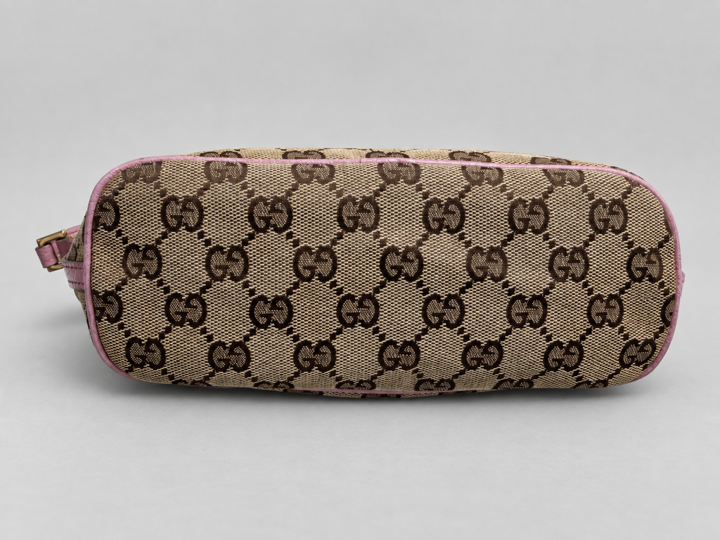 Gucci Monogram Canvas Boat Pochette Zipper Hobo Shoulder Bag