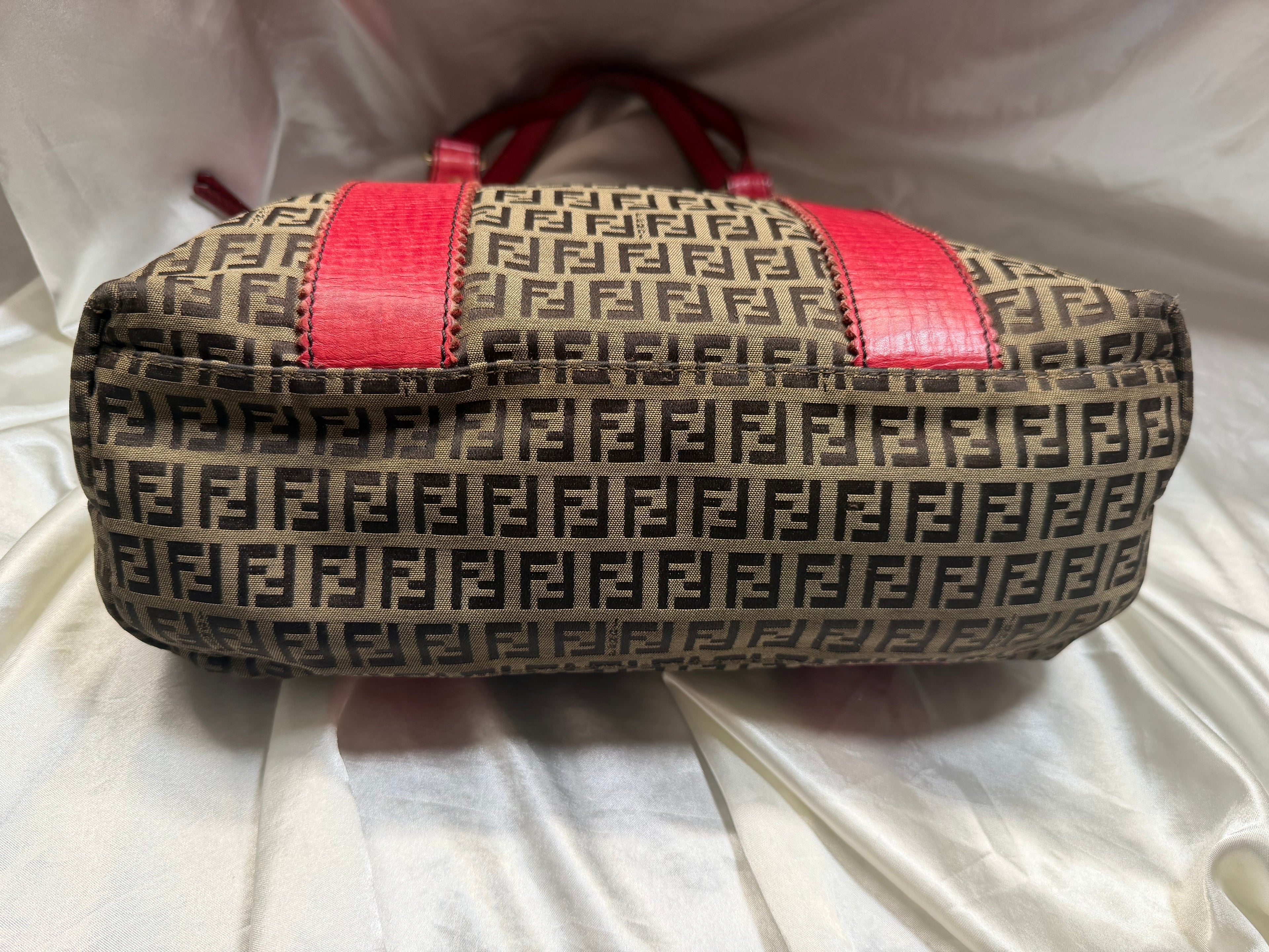 Fendi Zucchino Canvas Zipper Tote Shoulder Bag