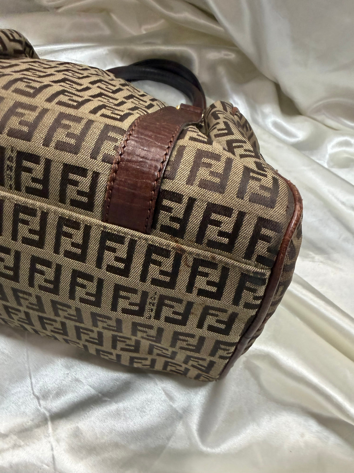 Fendi Zucca Boston Bowler Satchel