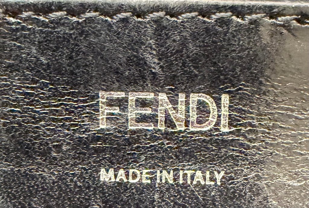 Fendi Pebbled Leather Monster Clutch Zipper Pouch