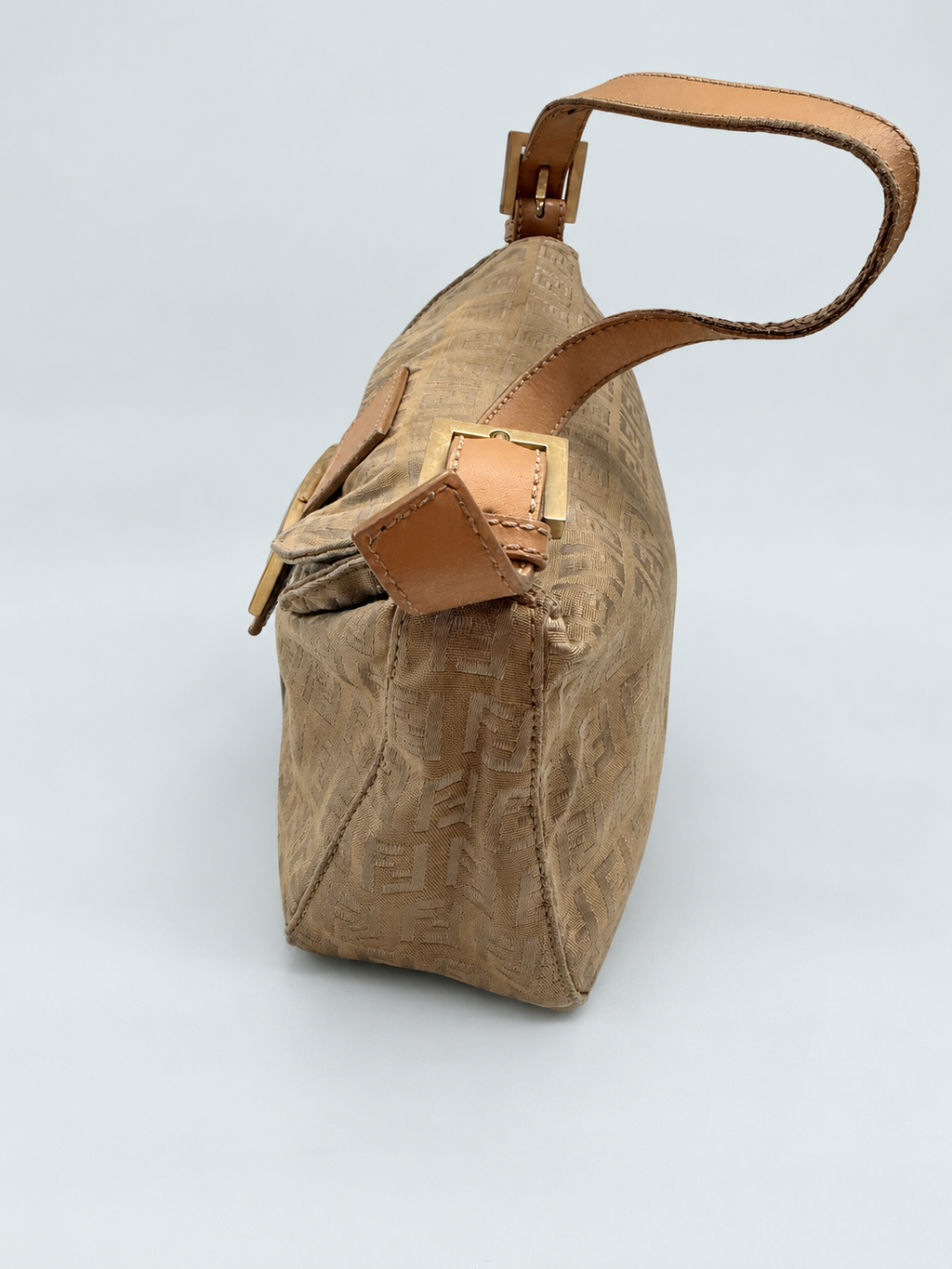 Fendi Zucchino Baguette Double Flap Hobo