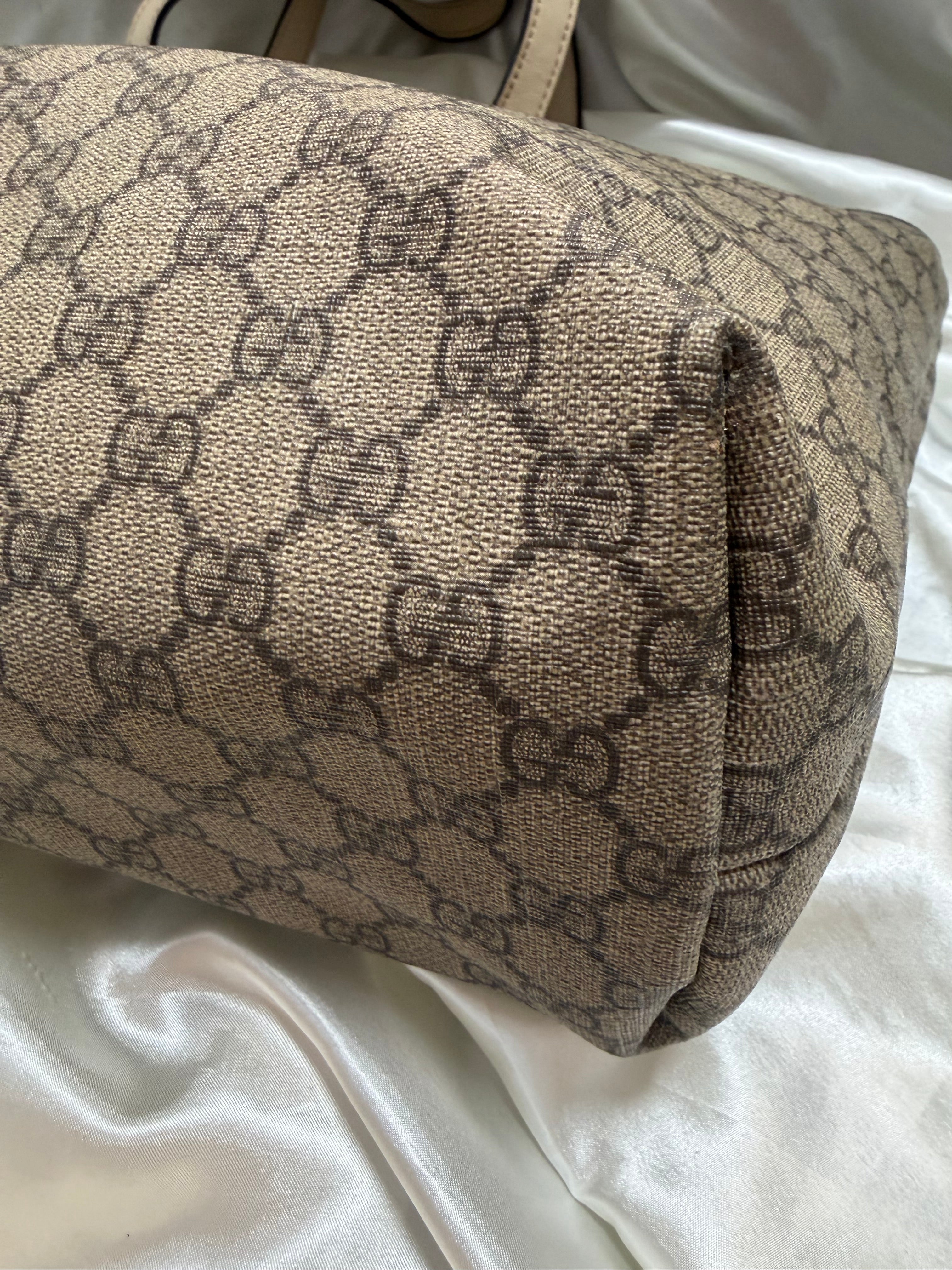Gucci Monogram Supreme Plus Zipper Tote Shoulder Bag