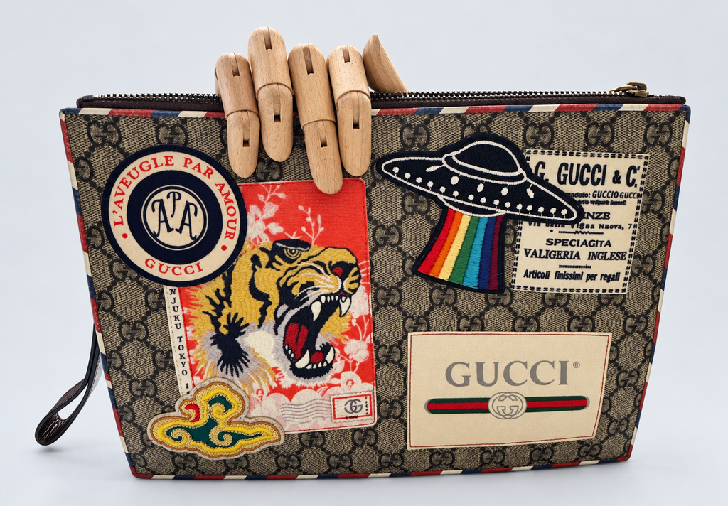 Gucci GG Supreme Zip Pouch Clutch