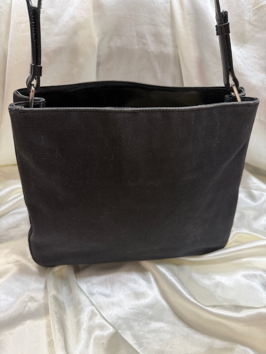 Prada Denim Hobo Shoulder Bag in Black