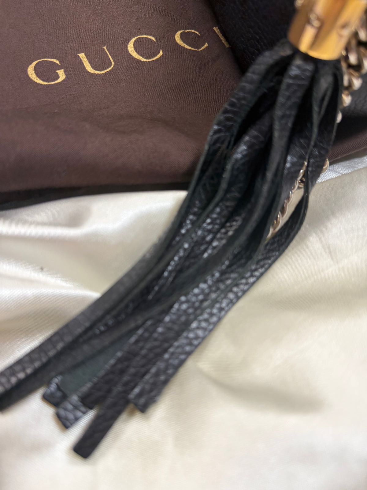 Gucci Pebbled Leather Soho Flap Medium Crossbody in Black