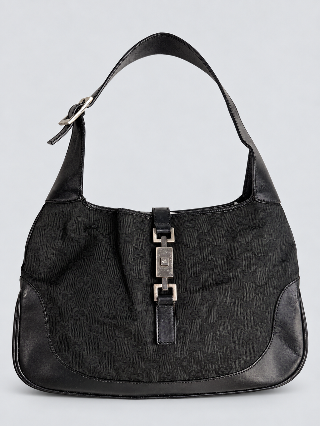 Gucci Monogram Canvas Jackie Hobo Shoulder Bag