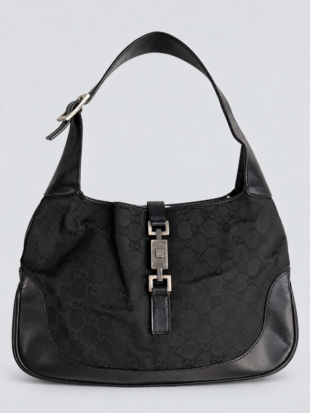 Gucci Monogram Canvas Jackie Hobo Shoulder Bag