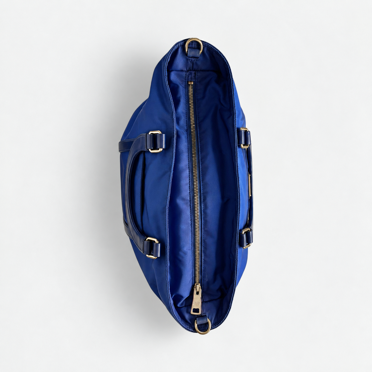 Prada Nylon Tessuto Top Handle in Navy Blue