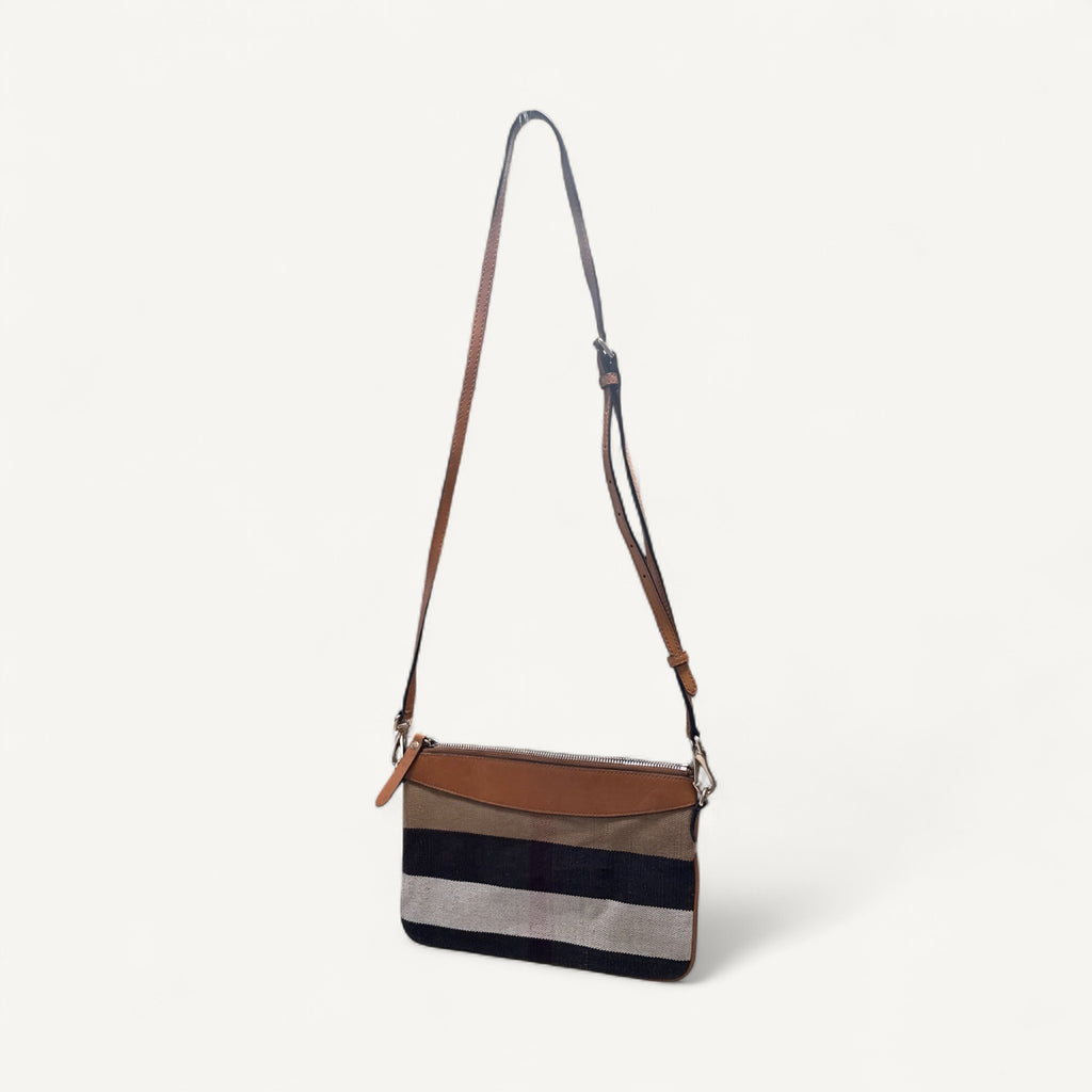 Burberry House Check Canvas Crossbody Bag in Brown