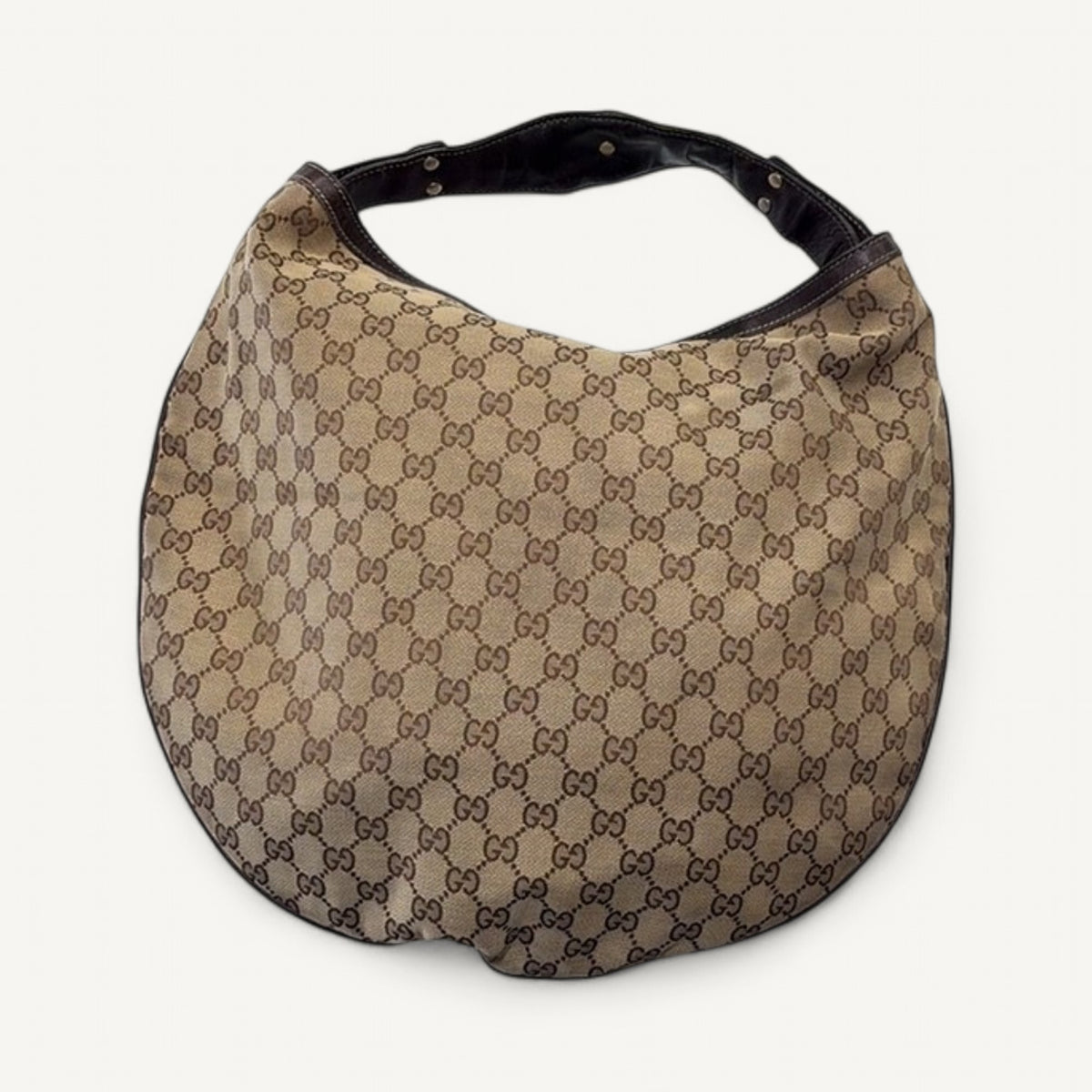 Gucci GG Canvas Wave Horsebit Hobo in Brown