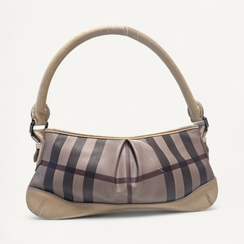 Burberry Check Canvas Shoulder Bag in Brown
