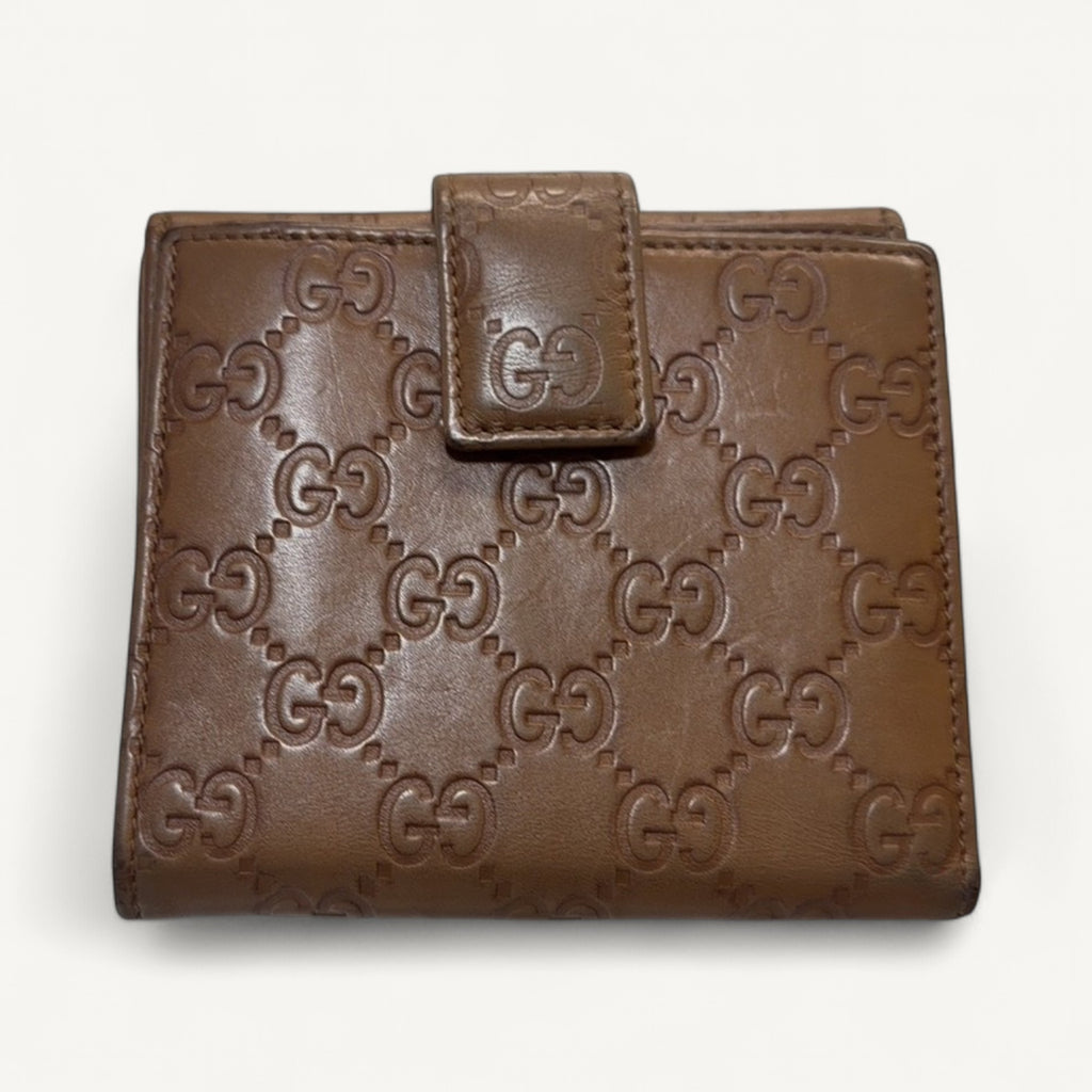 Gucci Guccissima Trifold Wallet in Brown