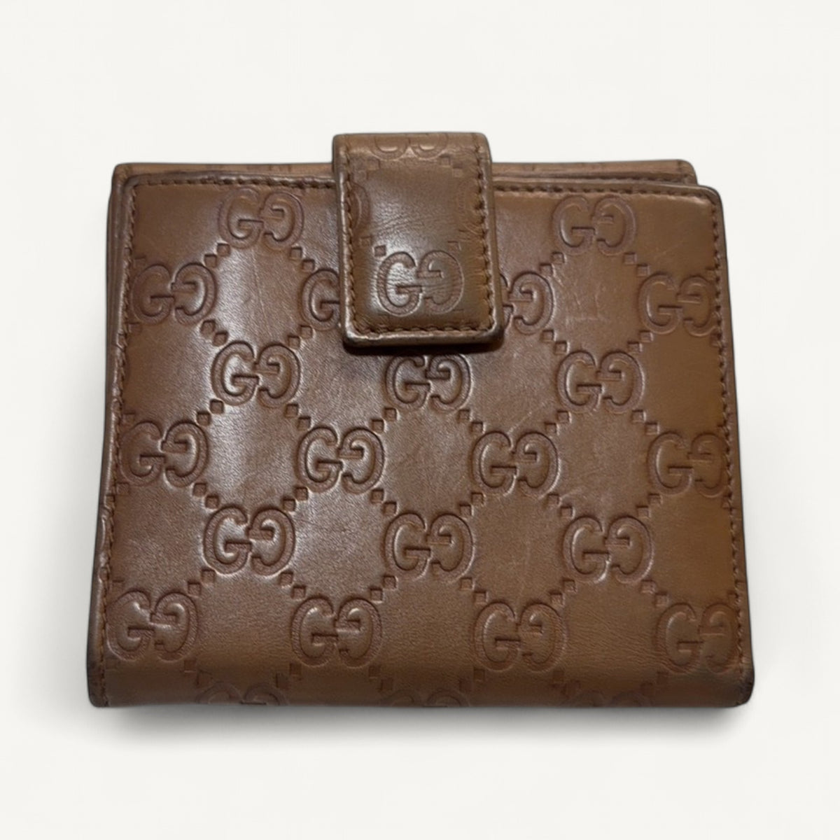 Gucci Guccissima Trifold Wallet in Brown