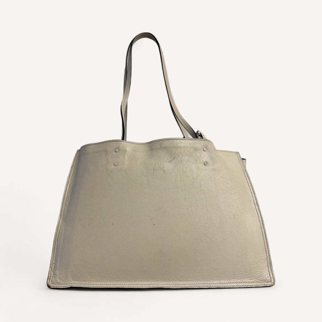 Prada Glace Calf Etiquette Leather Tote in White