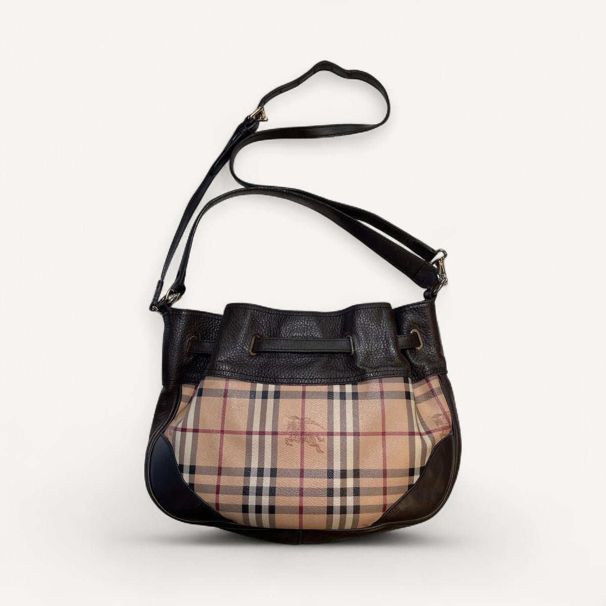Burberry Haymarket Check Shoulder Bag in Brown & Dark Brown