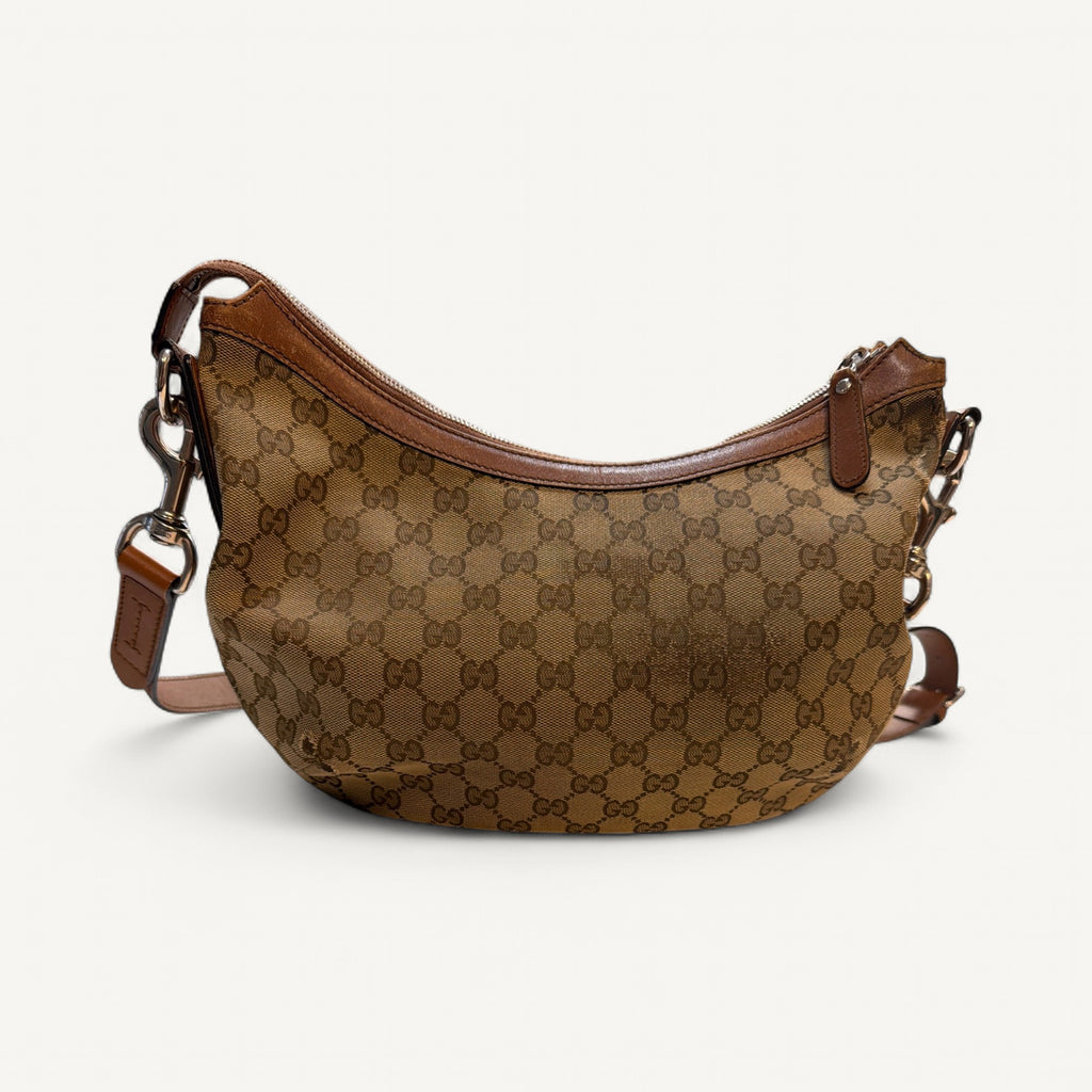 Gucci Halfmoon Web Crossbody Messenger in Brown