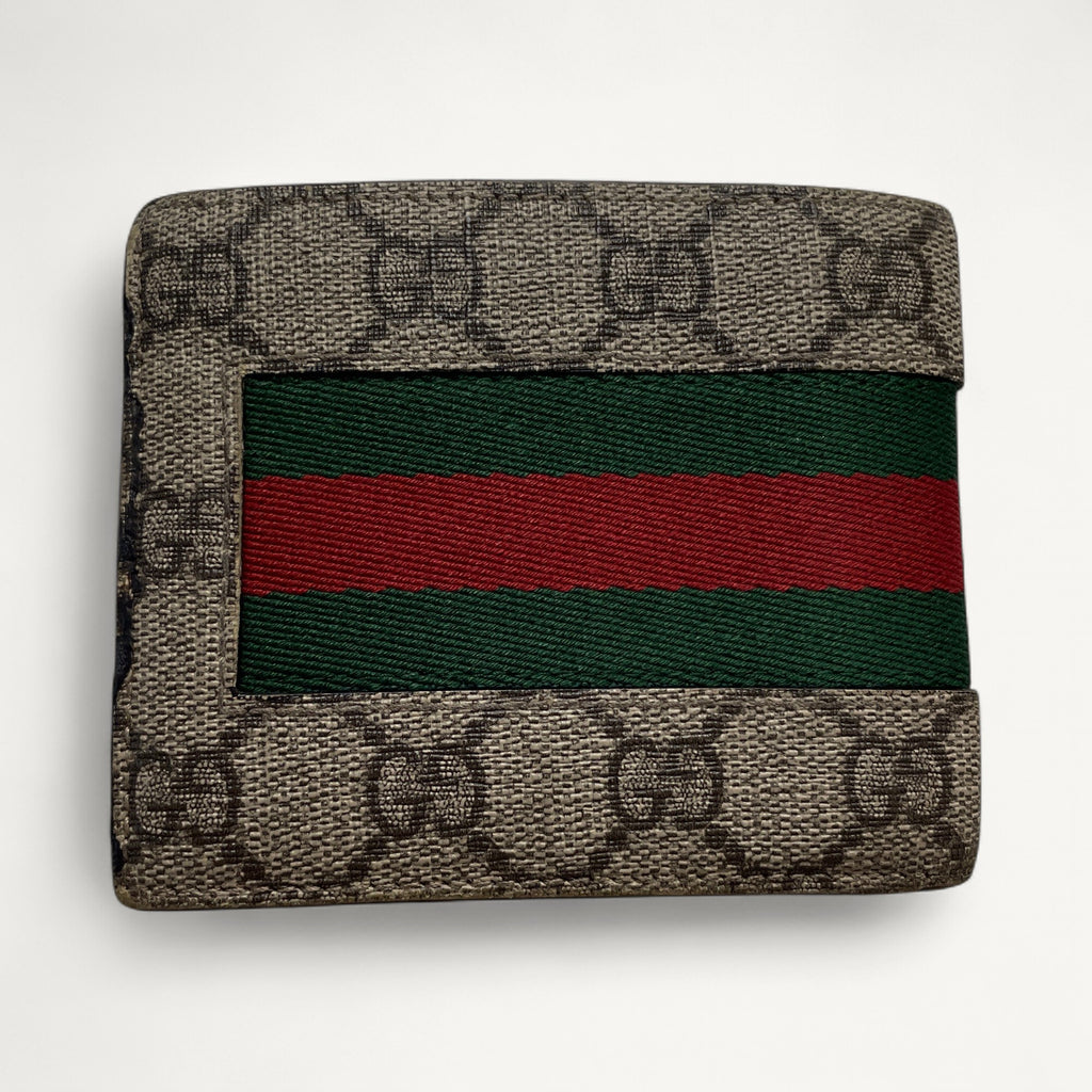 Gucci GG Supreme Web Bifold Wallet in Brown