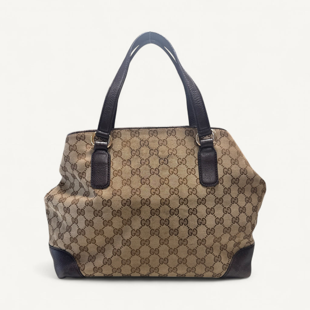 Gucci GG Canvas Tote in Dark Brown