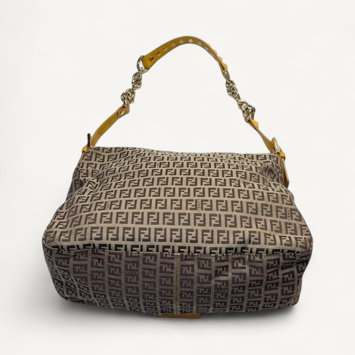 Fendi Zucca Shoulder Bag in Brown & Yellow